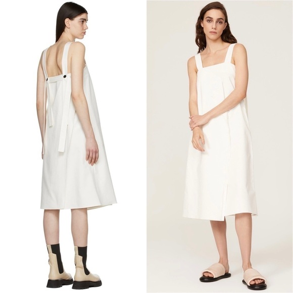 3.1 PHILLIP LIM Draped Square Neck Structured Cotton Sleeveless Midi Dress 10 - Picture 3 of 14